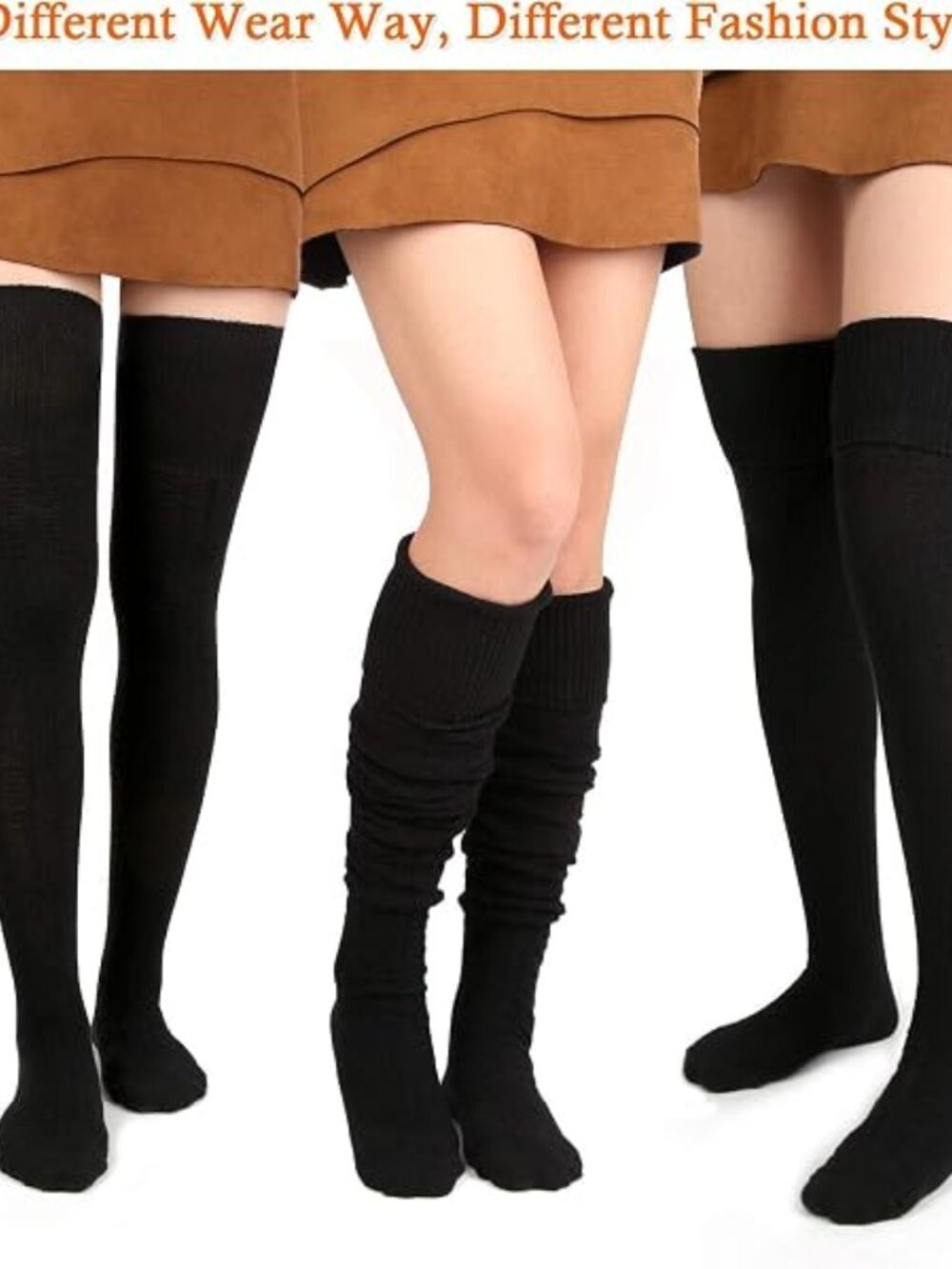 Moon Wood Women Thigh High Socks Extra Long Cotton Knit Warm Thick Tall Over the - Picture 4 of 6